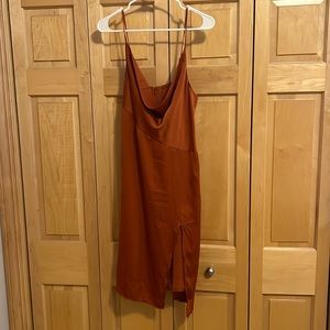Burnt orange silky dress
